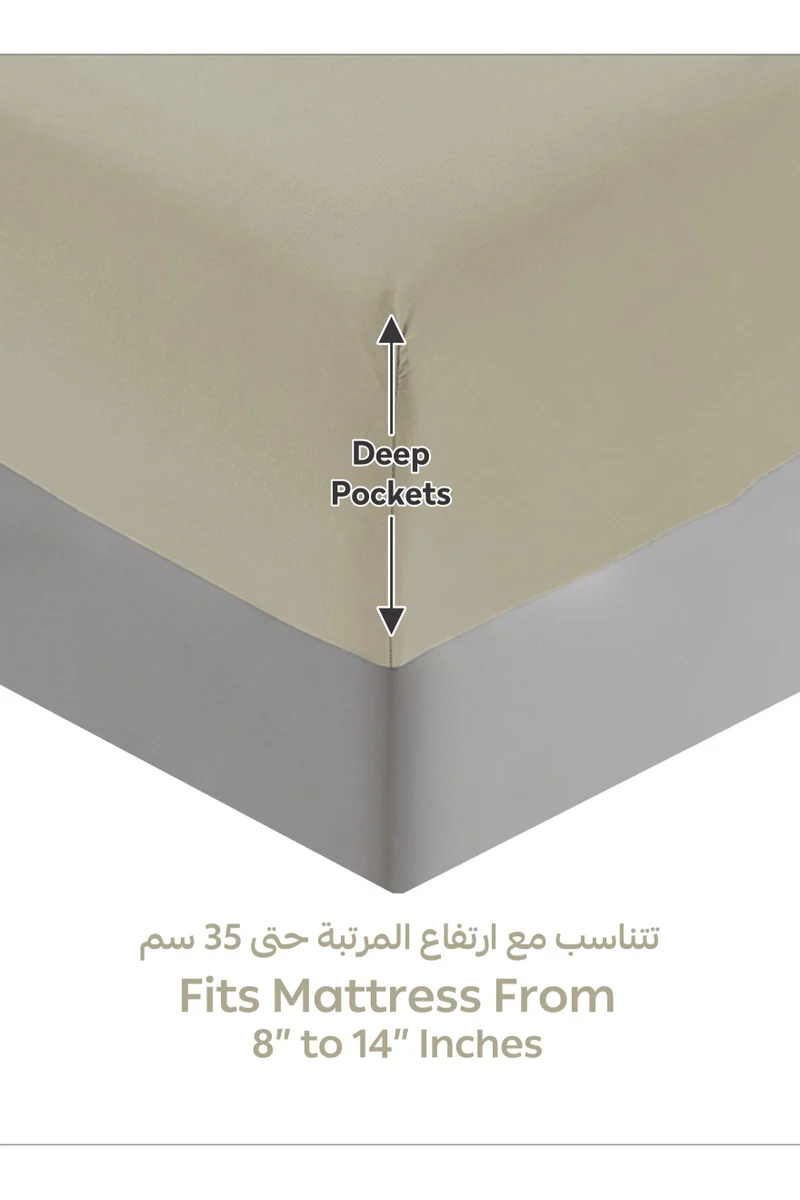 دوناتيلا Bedding Fitted Sheet - Fits 200x200 Cm For King Bed - 3 Pcs (1 Fitted Sheet and 2 Pillowcases) - 35 Cm Deep Pocket - Solid Bed Sheet