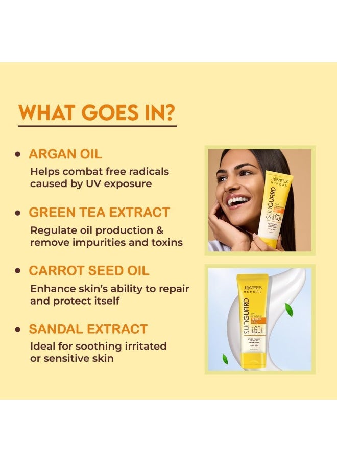 JOVEES HERBAL Jovees Sun Guard Lotion SPF 60 PA+++ Broad Spectrum | 3 in 1 Matte Lotion | UVA/UVB Protection, Moisture Balance, Even Tone Skin 100ml (Pack of 2)  - Image 4
