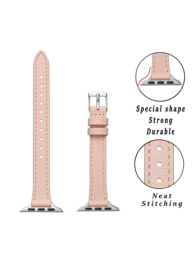 Ofrdncy Slim Leather Bands Compatible with Apple Watch Band 49mm 46mm 45mm 44mm 42mm 41mm 40mm 38mm, Top Grain Leather Thin Apple Watch Strap for iWatch Ultra 2/1 Series 10 9 8 7 6 5 4 3 2 1 SE Multi - Image 3