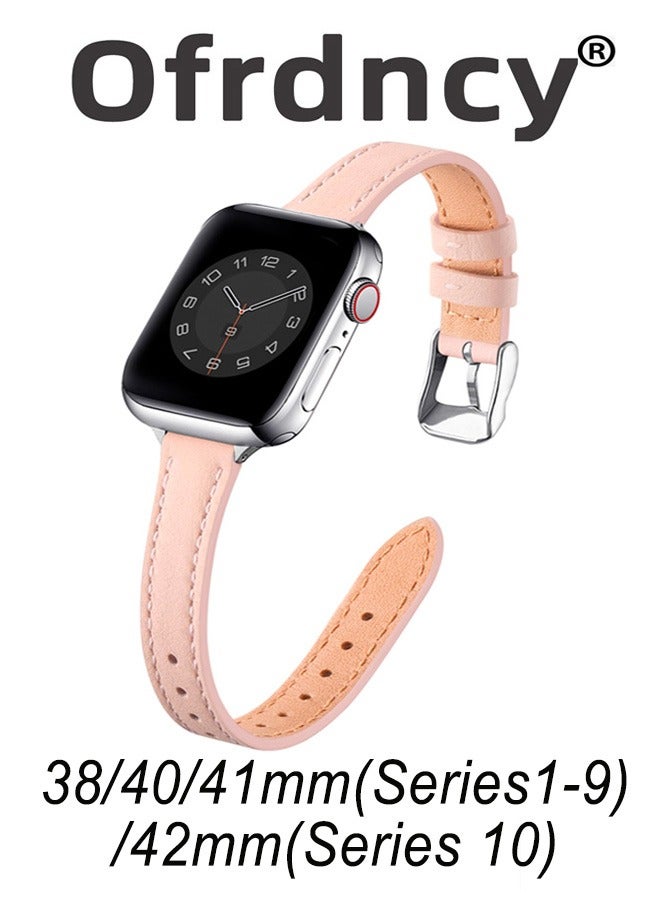 Ofrdncy Slim Leather Bands Compatible with Apple Watch Band 49mm 46mm 45mm 44mm 42mm 41mm 40mm 38mm, Top Grain Leather Thin Apple Watch Strap for iWatch Ultra 2/1 Series 10 9 8 7 6 5 4 3 2 1 SE Multi - Image 1