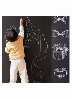 Y&D Black Board Sticker, SYOSI Chalkboard Sticker with 5 Color Chalk, Removable Teaching Writing Stickers Self-adhesive Wall Vinyl Draw Décor for Kids Rooms, School, Home, Office 45x200cm  - Image 1