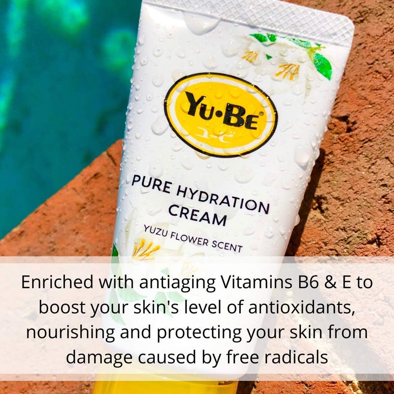 yu be Yu-Be Yuzu Pure Hydration Cream: Body & Hand Lotion - Vegan Skin Care Cream for Sensitive & Dry Skin - Soothing Yuzu Flower Extract - Day & Night Moisturizer- Cracked Heels Repair -1.35 Fl Oz - Image 4