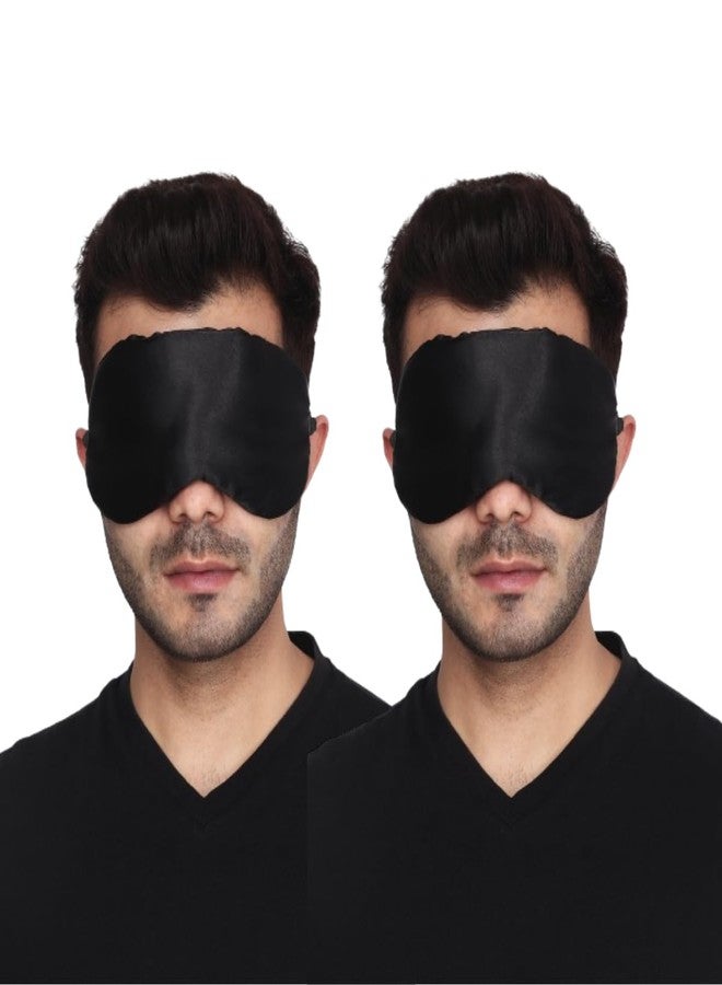 MAKSTILE Silk Sleep Mask/Eye Mask/Sleeping Eye Mask For Meditation/Travel/Relaxing With Adjustable Straps And Complete Blindfold Blackout (Sy Blue Color Sleep Mask For Women/Men/Girls)-Pack Of 2 - Image 1