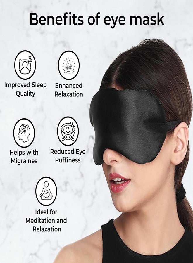 MAKSTILE Silk Sleep Mask/Eye Mask/Sleeping Eye Mask For Meditation/Travel/Relaxing With Adjustable Straps And Complete Blindfold Blackout (Sy Blue Color Sleep Mask For Women/Men/Girls)-Pack Of 2 - Image 3