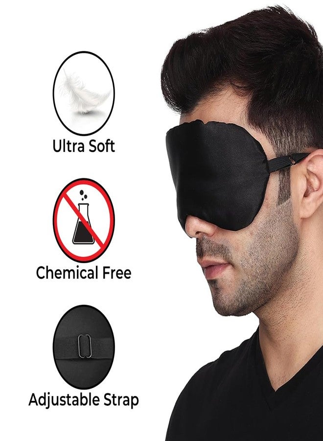 MAKSTILE Silk Sleep Mask/Eye Mask/Sleeping Eye Mask For Meditation/Travel/Relaxing With Adjustable Straps And Complete Blindfold Blackout (Sy Blue Color Sleep Mask For Women/Men/Girls)-Pack Of 2 - Image 4