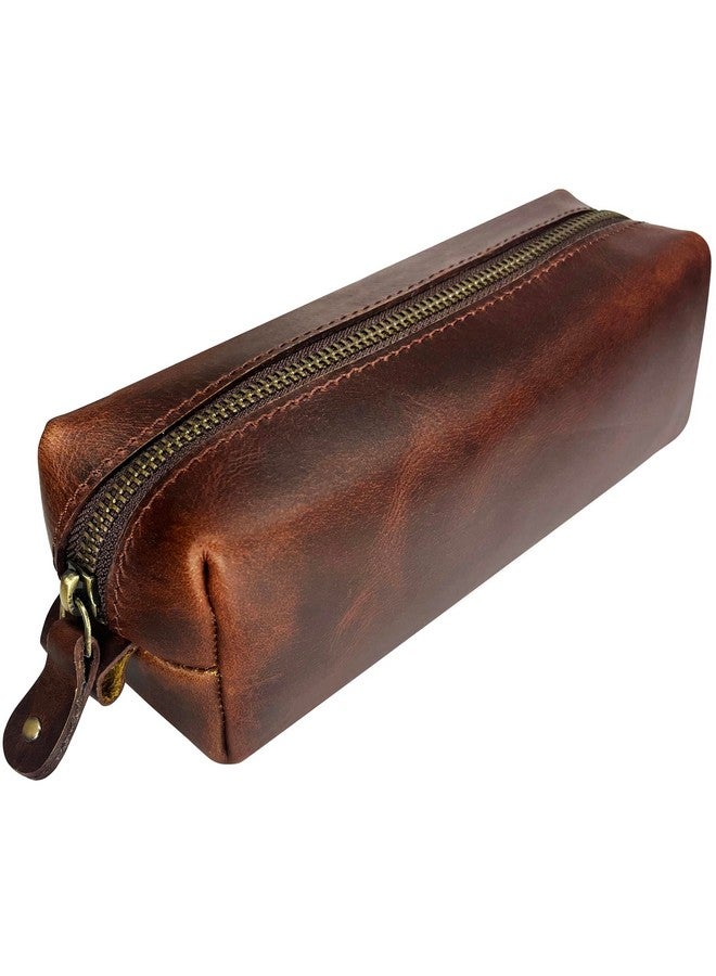 Rustic Town RUSTIC TOWN Leather Pencil Case - Handcrafted Full-Grain Zipper Leather Pen Pencil Holder - Elegant & Practical Pencil Pouch for Work & Office  - Image 1