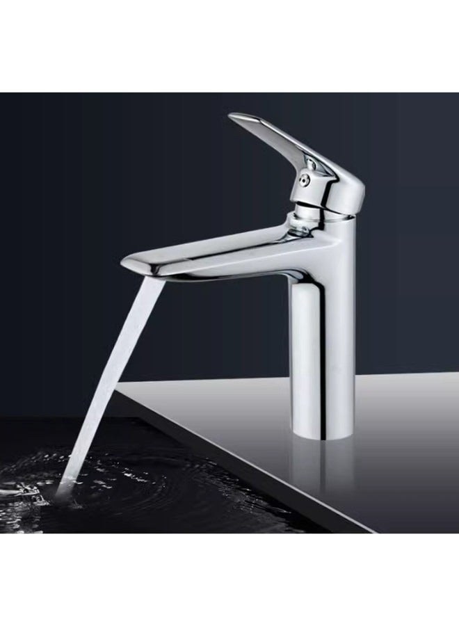 Short Bathroom Sink Faucet Modern Utility Countertop Mount Chrome Wash Basin Mixer  - Image 1