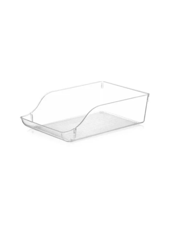 FOLY LIFE Plastic Fridge Organizer Bin BPA-Free Stackable Refrigerator Storage 28x20x9 cm-Clear  - Image 2