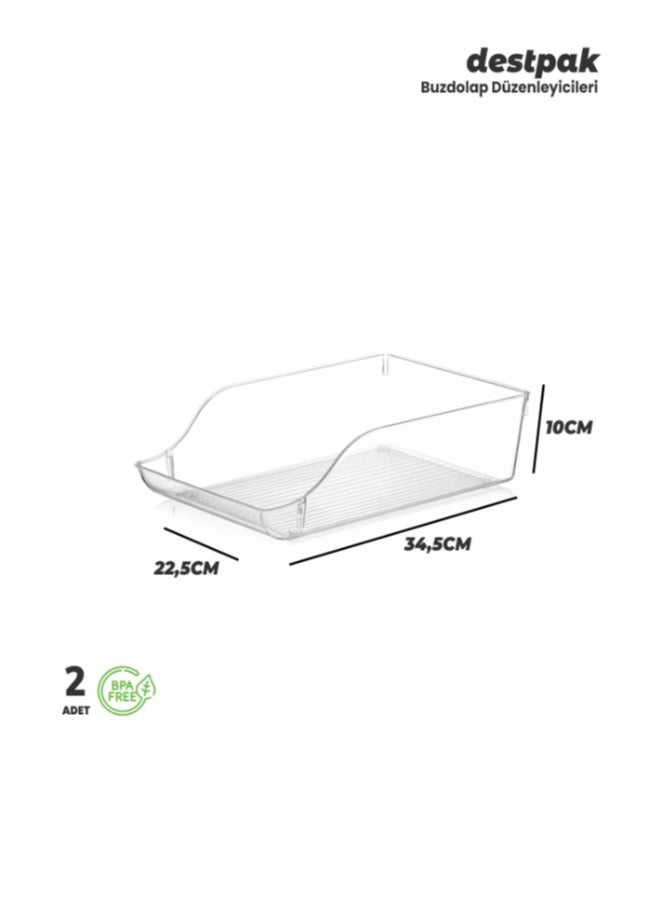 FOLY LIFE Plastic Fridge Organizer Bin BPA-Free Stackable Refrigerator Storage 28x20x9 cm-Clear  - Image 3