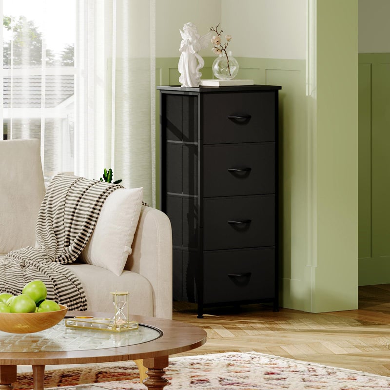 Somdot Dresser for Bedroom with 4 Drawers, Storage Organizer Chest of Drawers with Removable Fabric Bins for Closet Bedside Living Room Laundry Entryway Hallway, Black - Image 4