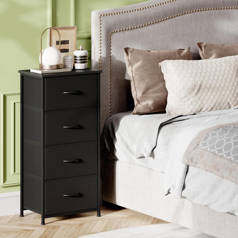 Somdot Dresser for Bedroom with 4 Drawers, Storage Organizer Chest of Drawers with Removable Fabric Bins for Closet Bedside Living Room Laundry Entryway Hallway, Black - Image 2