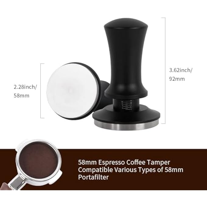 WATCHGET 58Mm Espresso Coffee Tamper Spring Loaded Tamper Stainless Steel Barista Espresso Tamper Calibrated Espresso Hand Tamper With Scale Coffee Espresso Accessories For 58Mm Portafilter - Image 3
