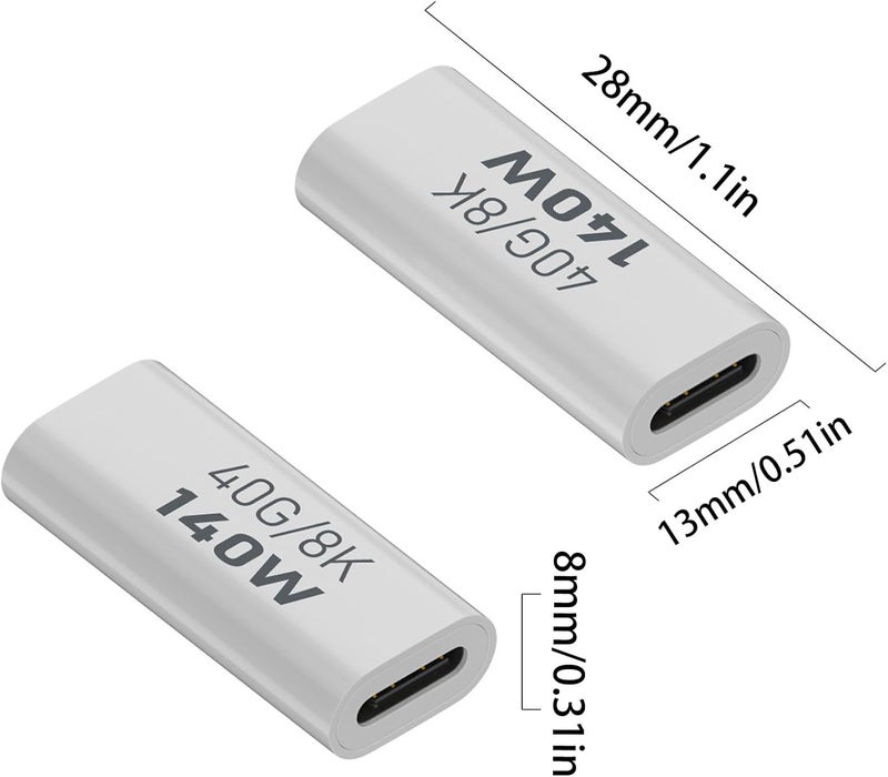 windforgecraft Angled USB C Adapter - PD 140W Type C to USB Adapter with 40Gbps Data Transfer,8K 60Hz Male to Female Adapter, USB Type C Extender Adapter for Smart Tablet Phone Zalhin - Image 5