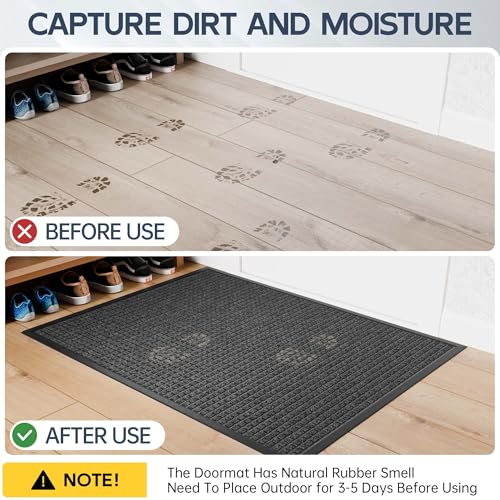 Amyracel Outdoor Indoor Door Mat for Entryway, 24"x72" All Season Weather Outside Door Mat, Low Pile Heavy Duty Rubber Backing Doormat, Stain and Fade Resistant, Inside Door Mats for Home Entry Floor - Image 3