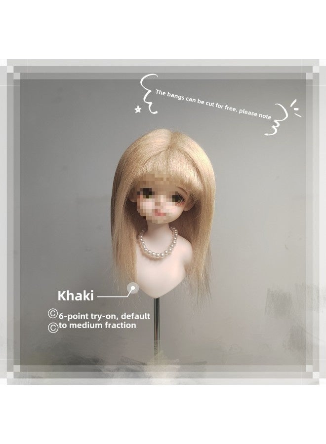 Cotton Doll Wig Stock Daily Hair Embryo 6 Points 8 Points Elastic Hair Imitation Beach Wool Diy Dress Material 10c-Height:Meat Powder-12-12.5 Head Circumference