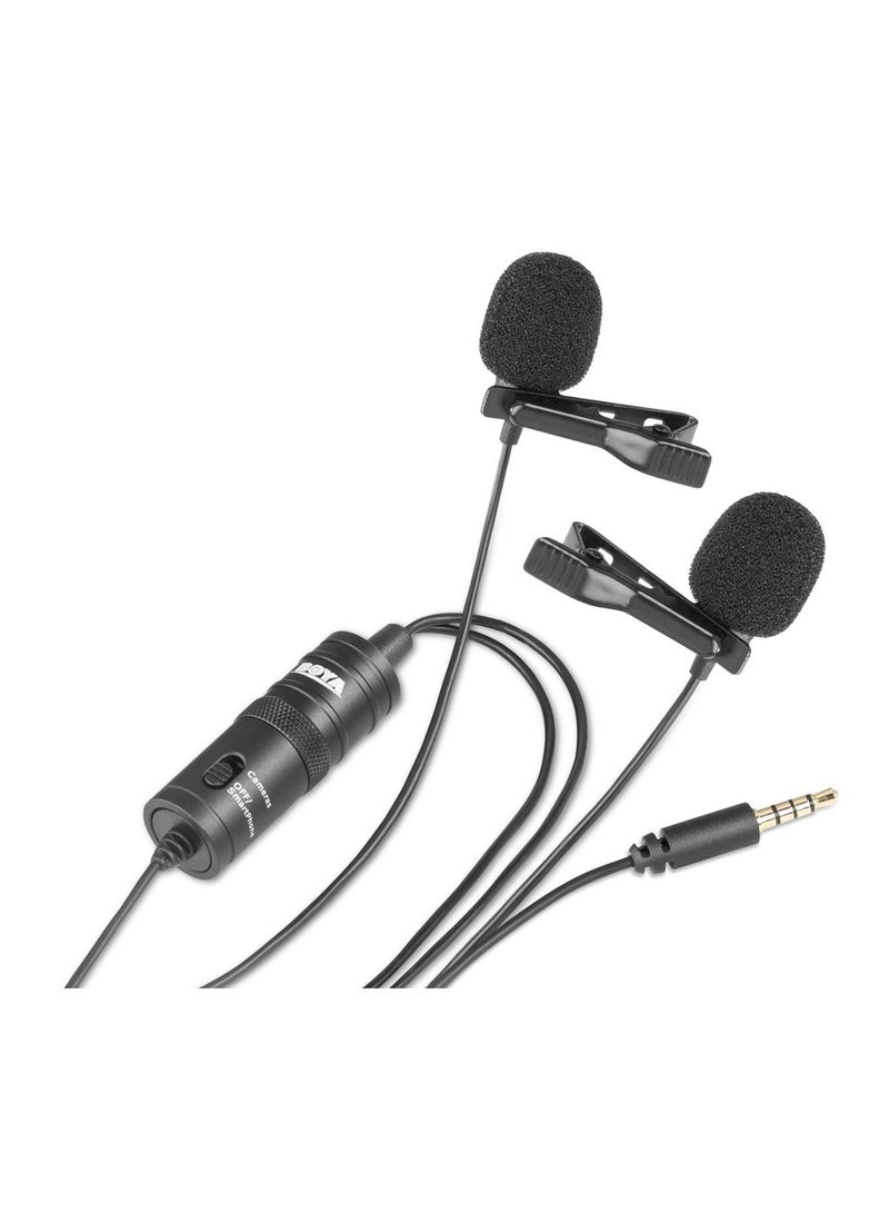 BOYA Dual Lavalier Wired Microphone For Camera And Camcorders Black - Image 1