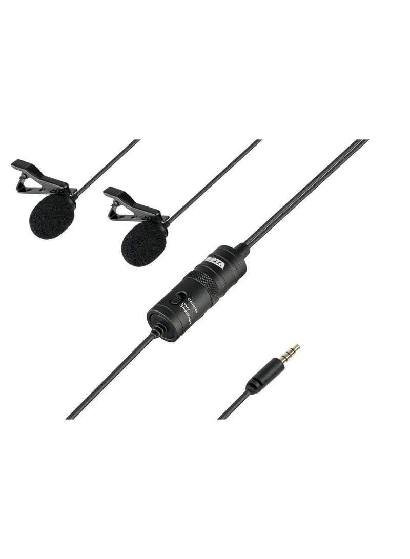 BOYA Dual Lavalier Wired Microphone For Camera And Camcorders Black - Image 3