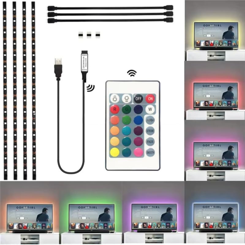One94Store شريط إضاءة LED RGB بطول 5 متر - يعمل بالطاقة من USB 5V مع وحدة تحكم صغيرة لتزيين خلفية التلفاز، إعداد الألعاب، الكمبيوتر، غرفة النوم، المكتب والغرفة - Image 3
