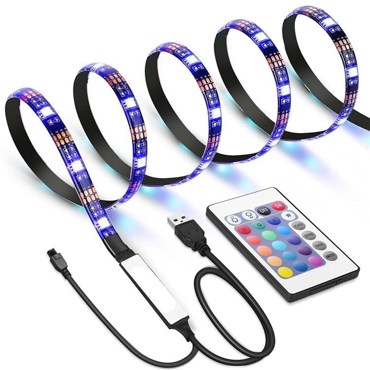 One94Store شريط إضاءة LED RGB بطول 5 متر - يعمل بالطاقة من USB 5V مع وحدة تحكم صغيرة لتزيين خلفية التلفاز، إعداد الألعاب، الكمبيوتر، غرفة النوم، المكتب والغرفة - Image 2