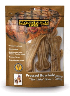 Savory Prime Pressed Rawhide Bone (6 Pack)  - Image 1