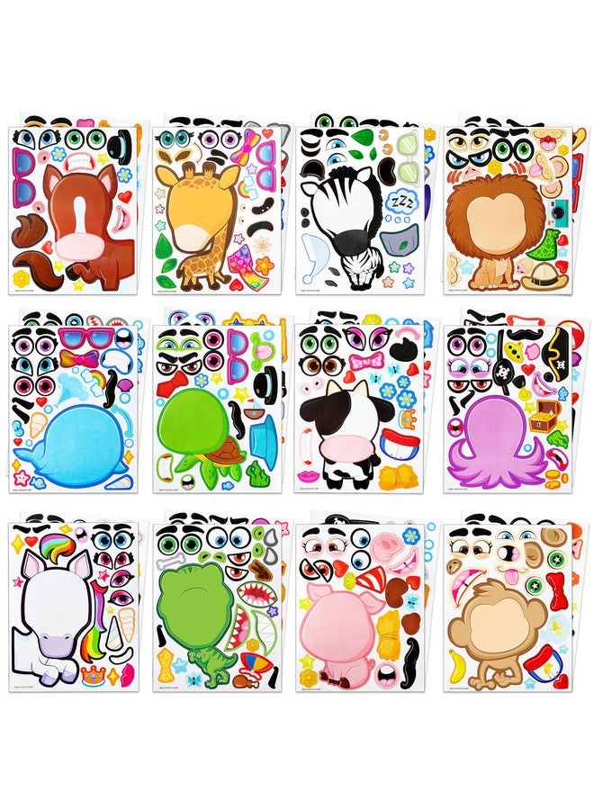JOYIN 24PCS 9"x6" Make a face Stickers for Kids, Make Your Own Stickers, Mix and Match with Safaris Sea Farm and Dinosaur Animals, Party Favors Kids Crafts, Goodie Bags Stuffers - Image 1