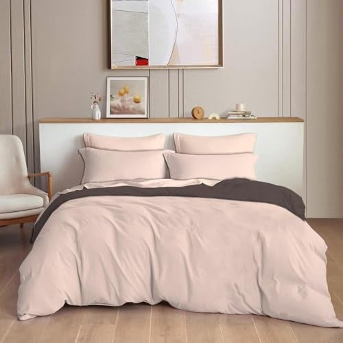 TIB 140 TC Glace Cotton Plain Duvet Cover King Size|Blanket Cover Double Bed|Quilt Cover Double Bed with Zipper 140 GSM, 90x100, Nude Pink - Image 1