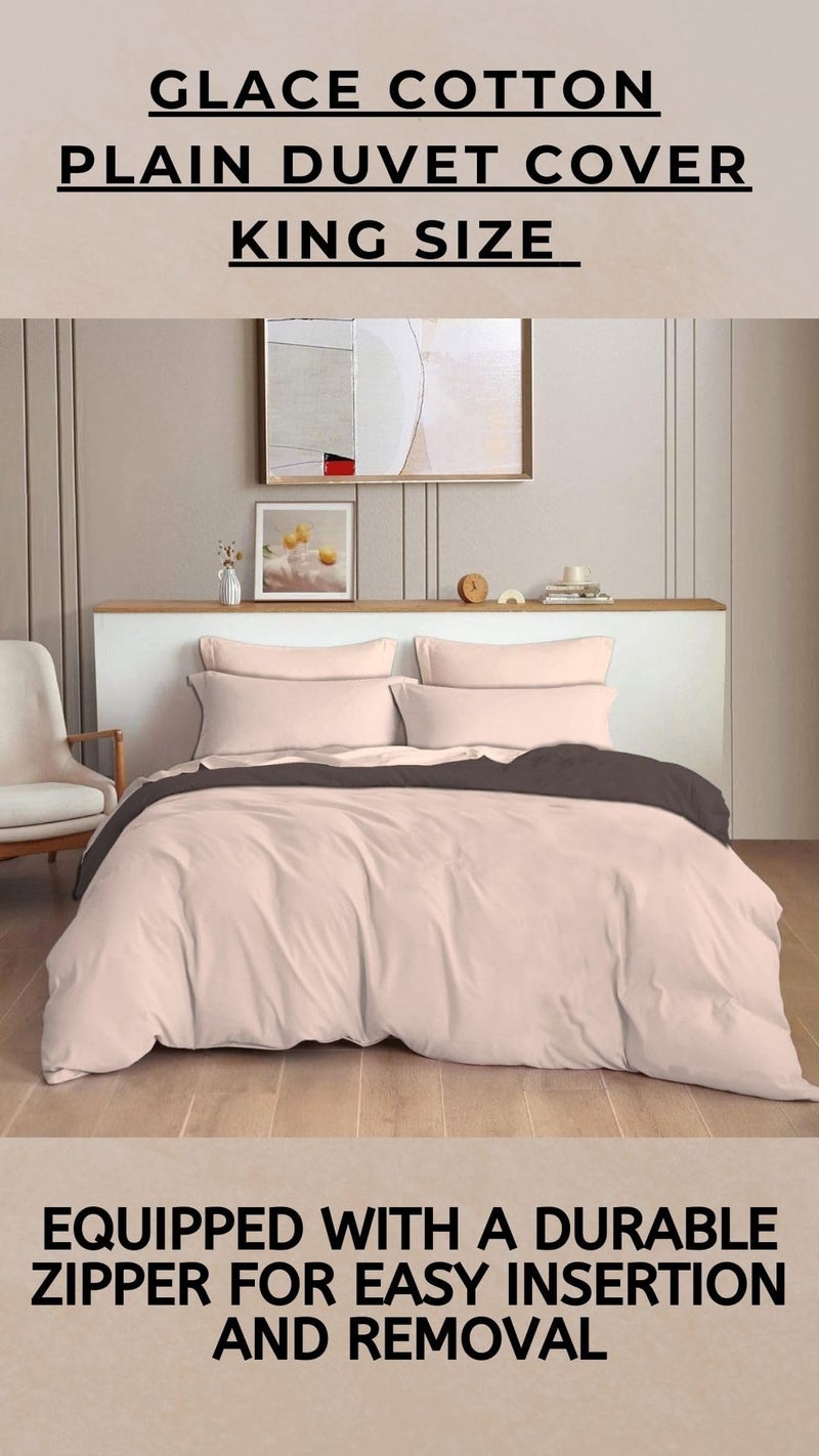 TIB 140 TC Glace Cotton Plain Duvet Cover King Size|Blanket Cover Double Bed|Quilt Cover Double Bed with Zipper 140 GSM, 90x100, Nude Pink - Image 3