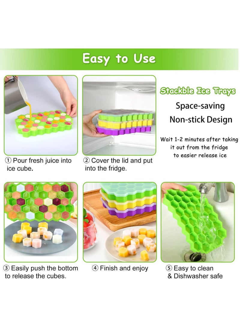 2 Pcs Silicone Ice Cube Trays with Clear Lid - Multiple Colors  - Image 3