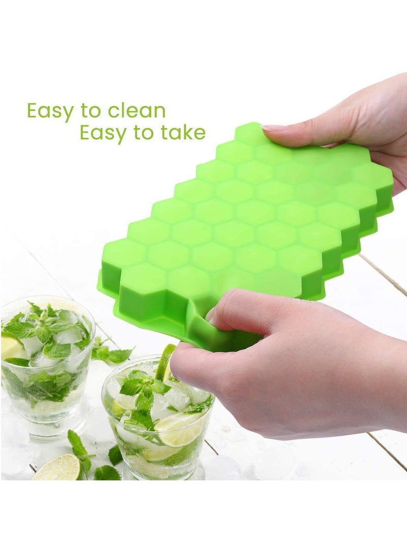2 Pcs Silicone Ice Cube Trays with Clear Lid - Multiple Colors  - Image 4