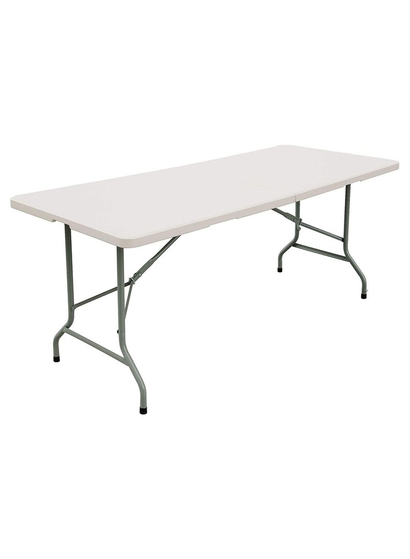 DubaiGallery Folding Table 6 Foot Plastic Folding Table Indoor & Outdoor for Picnic, BBQ, Party, White Granite (White) - Image 1