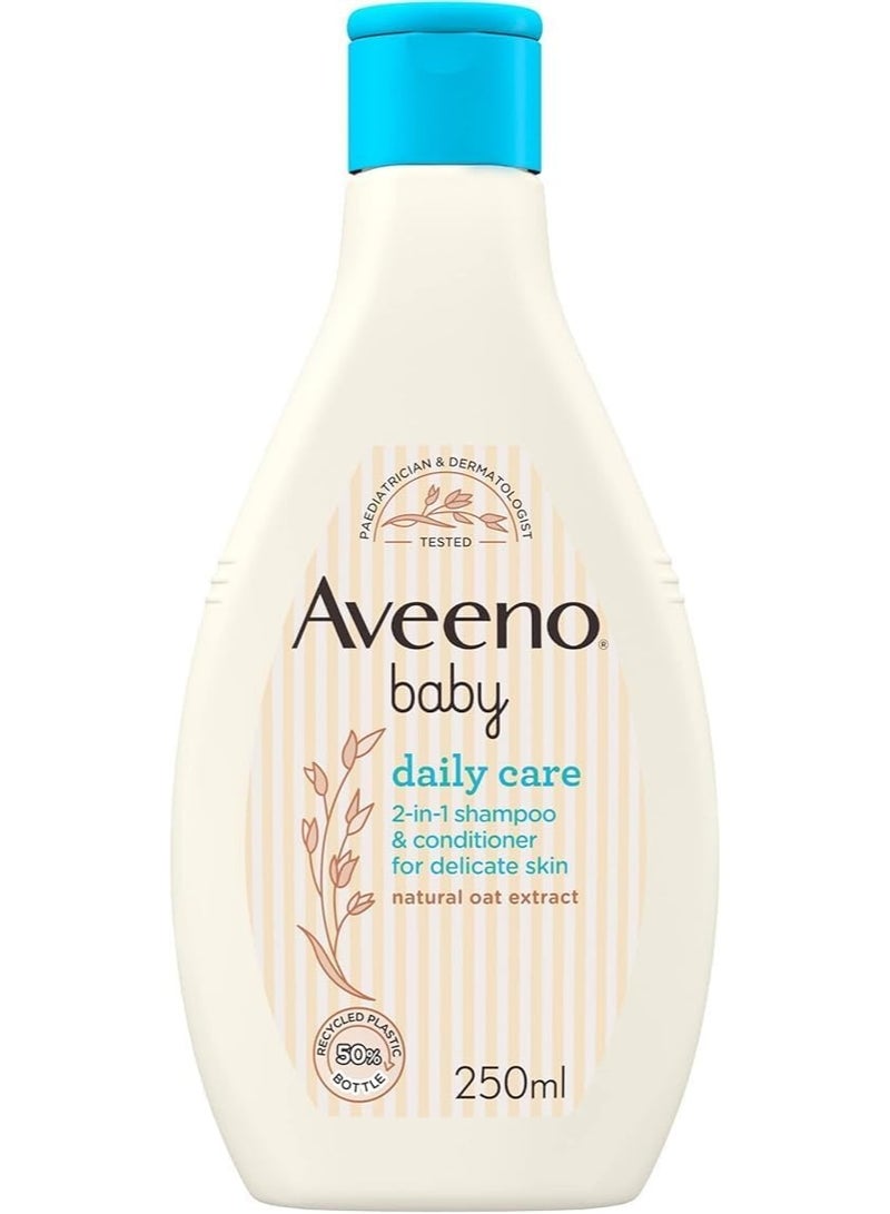 Aveeno Baby Daily Care 2-in-1 Shampoo and Conditioner, With Natural Oat Extract, nourish baby’s fine hair and scalp, without drying, Suitable for Toddlers & Kids, 250ml - Image 1