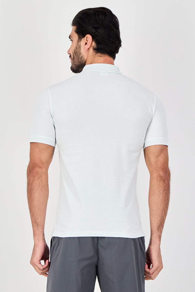 Celio Men Regular Fit Plain Short Sleeves Polo Shirt, Light Blue - Image 2