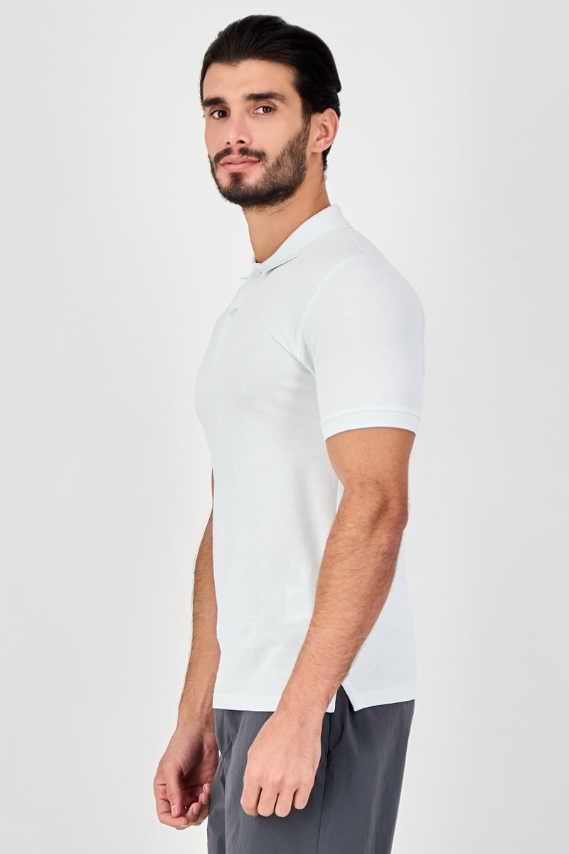 Celio Men Regular Fit Plain Short Sleeves Polo Shirt, Light Blue - Image 4