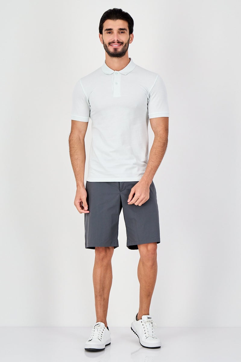 Celio Men Regular Fit Plain Short Sleeves Polo Shirt, Light Blue - Image 3