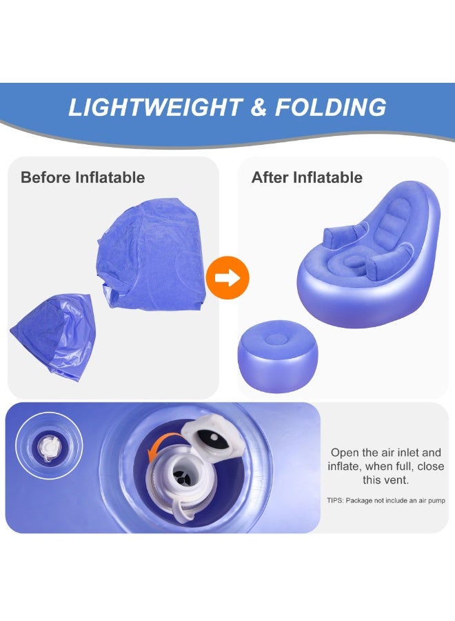 بريز كنب قابل للنفخ مع مسند ذراع وكرسي زانو، كرسي نفخ للراحة، كرسي هواء قابل للطي للبالغين، كرسي مريح قابل للنفخ مثالي للغرف أو التخييم أو المنزل (بدون مضخة) - Image 5