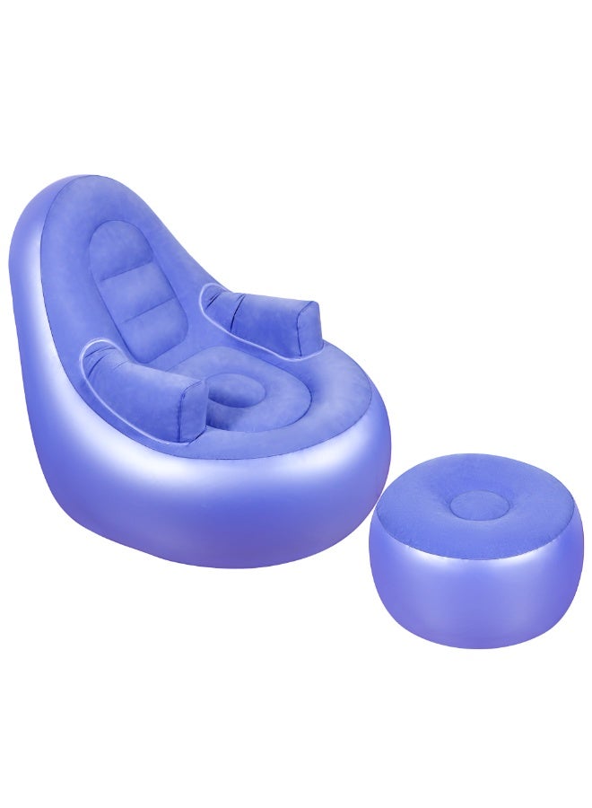 بريز كنب قابل للنفخ مع مسند ذراع وكرسي زانو، كرسي نفخ للراحة، كرسي هواء قابل للطي للبالغين، كرسي مريح قابل للنفخ مثالي للغرف أو التخييم أو المنزل (بدون مضخة) - Image 2