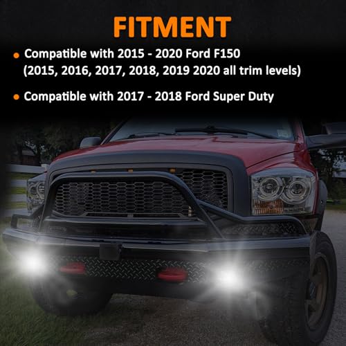 RoadandLord F150 LED Fog Lights Compatible with Ford F150 2015-2020, 2017-2018 Super Duty Fog Lights, Front Bumper Driving White Light Fog Lamps black - Image 5