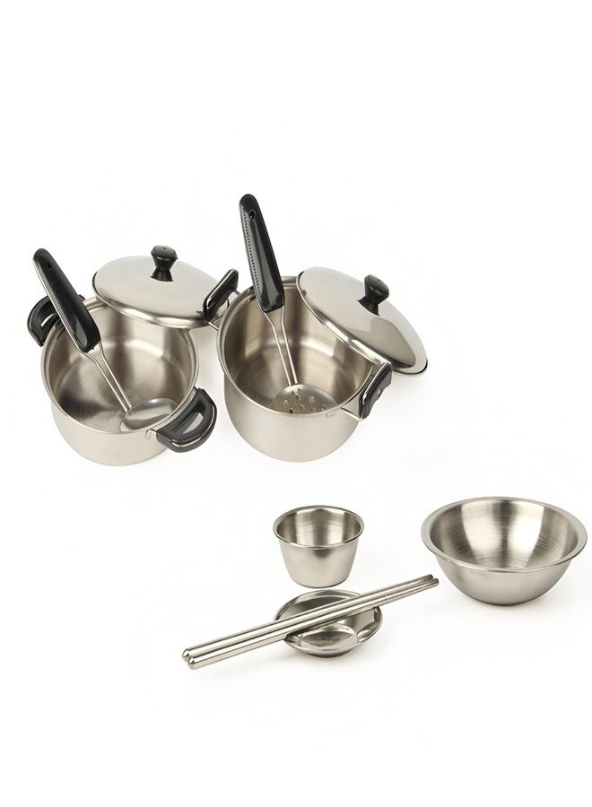 MAGIKON Miniature Toy 17-Piece Stainless Steel Pots and Pans Set , MAGIKON Pretend Play Kitchen Cooking Utensils Toy - Image 4