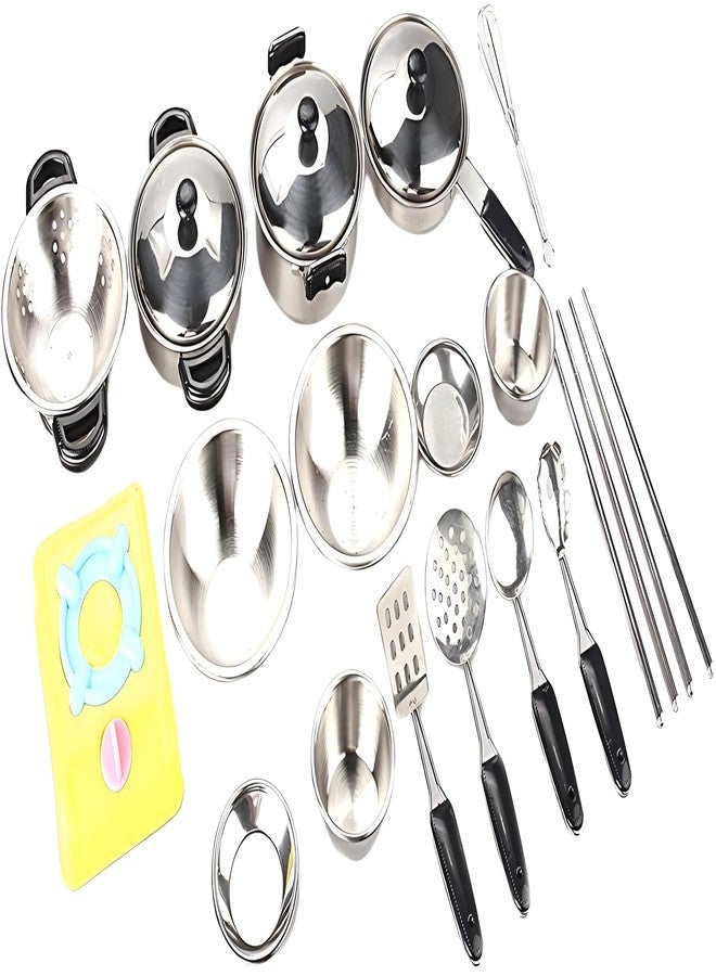 MAGIKON Miniature Toy 17-Piece Stainless Steel Pots and Pans Set , MAGIKON Pretend Play Kitchen Cooking Utensils Toy - Image 3