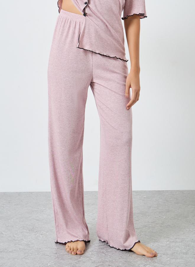 Styli Supersoft Ribbed Lettuce Hem Shirt and Pyjama Set - Image 4