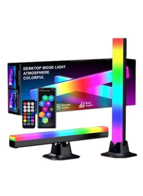 إضاءة موسيقية سمارت RGB مناسبة للألعاب والموسيقى - حجم وسط - 2 قطعة - تتفاعل مع الموسيقى وتعمل بالريموت او تطبيق الجوال - HFXL-6002 - ابيض/اسود