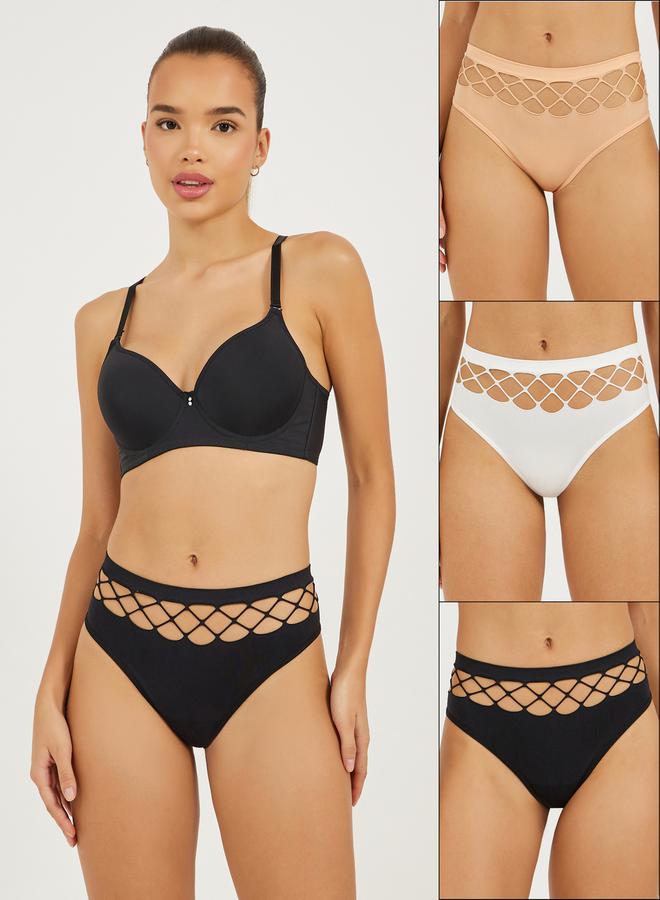 Styli Pack of 3 - Solid Thong With Cut Out Detail  - Image 1