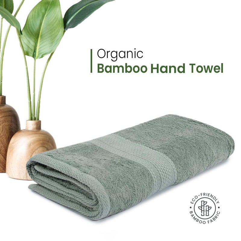 BePlush Zero Twist Bamboo Hand Towels Set of 2 Ultra Soft Highly Absorbent Quick Dry Anti Bacterial Napkins for Hand Towel 450 GSM 40 X 60 cms 2 Olive Green - Image 2