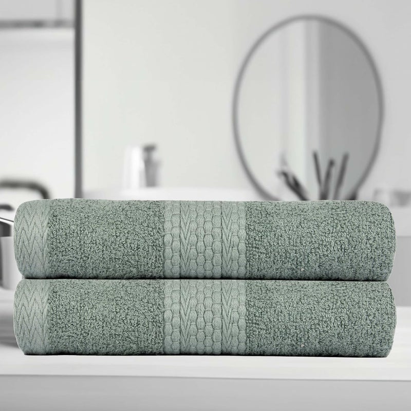 BePlush Zero Twist Bamboo Hand Towels Set of 2 Ultra Soft Highly Absorbent Quick Dry Anti Bacterial Napkins for Hand Towel 450 GSM 40 X 60 cms 2 Olive Green - Image 1