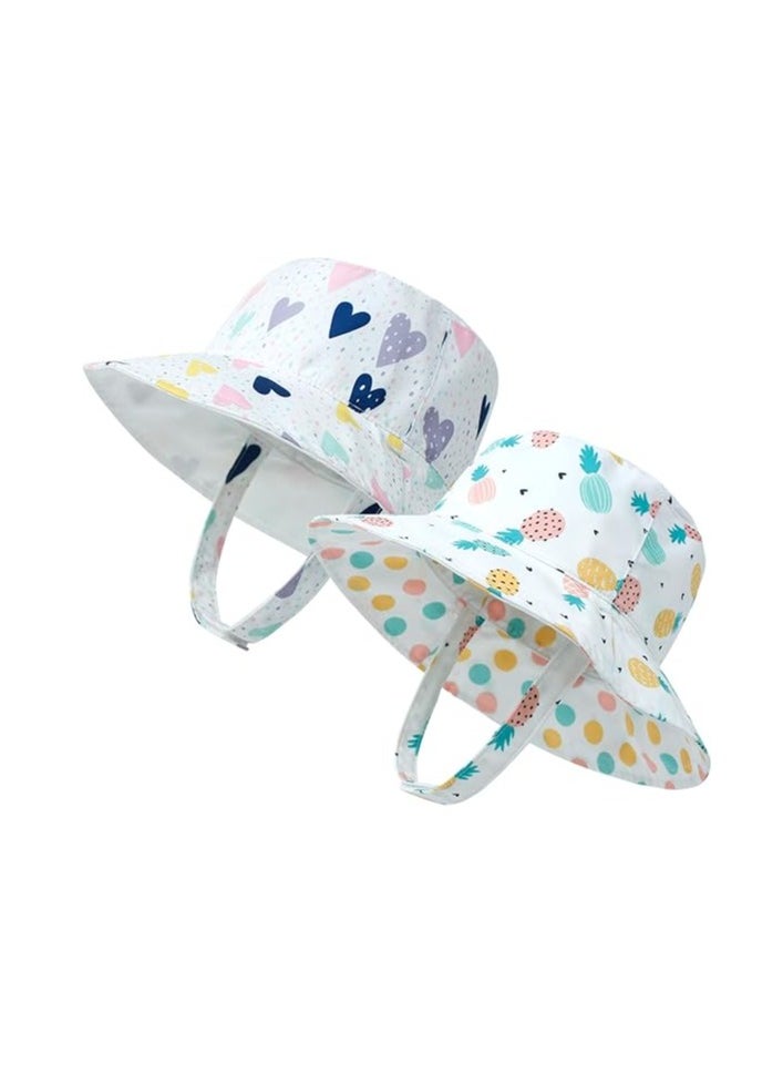 Captaintech Reversible Baby Sun Hat 2-Pack for Toddlers, UPF 50+ UV Protection Beach Bucket Hat with Wide Brim, Ideal for Boys and Girls, Size 50 for Ages 1-2 Years.  - Image 1