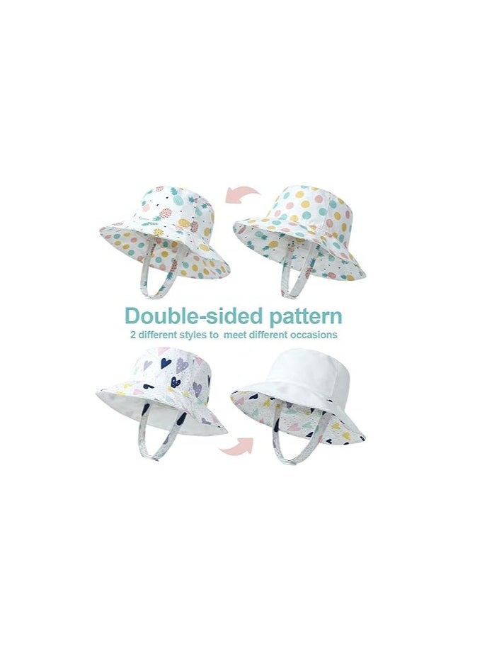 Captaintech Reversible Baby Sun Hat 2-Pack for Toddlers, UPF 50+ UV Protection Beach Bucket Hat with Wide Brim, Ideal for Boys and Girls, Size 50 for Ages 1-2 Years.  - Image 3