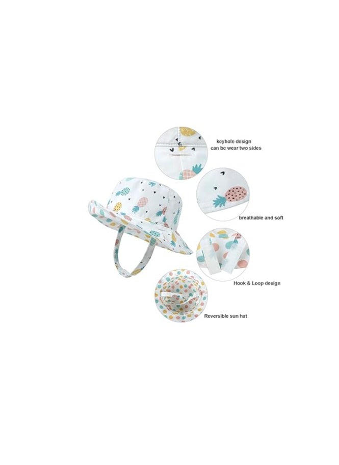Captaintech Reversible Baby Sun Hat 2-Pack for Toddlers, UPF 50+ UV Protection Beach Bucket Hat with Wide Brim, Ideal for Boys and Girls, Size 50 for Ages 1-2 Years.  - Image 2