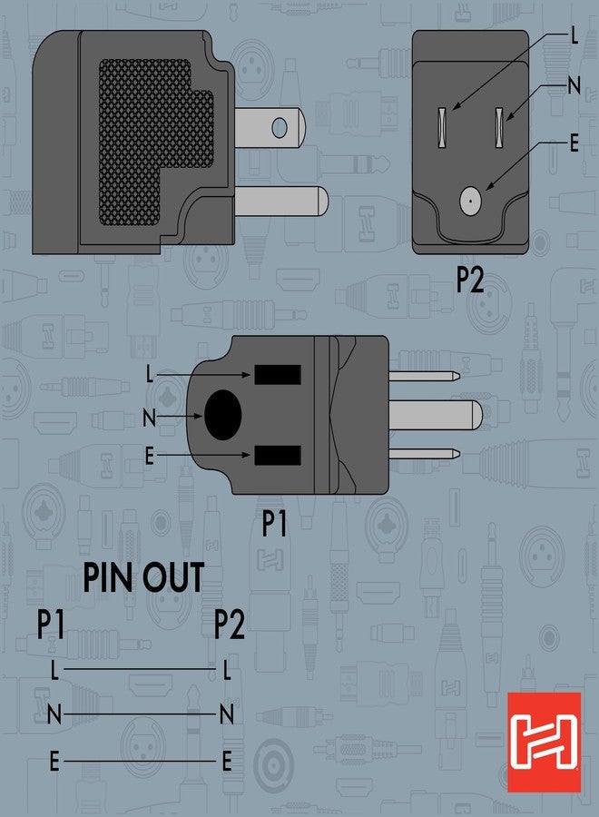 هوسا محول طاقة بزاوية قائمة من نوع Hosa PWA-486 NEMA 5-15R إلى NEMA 5-15P - Image 3