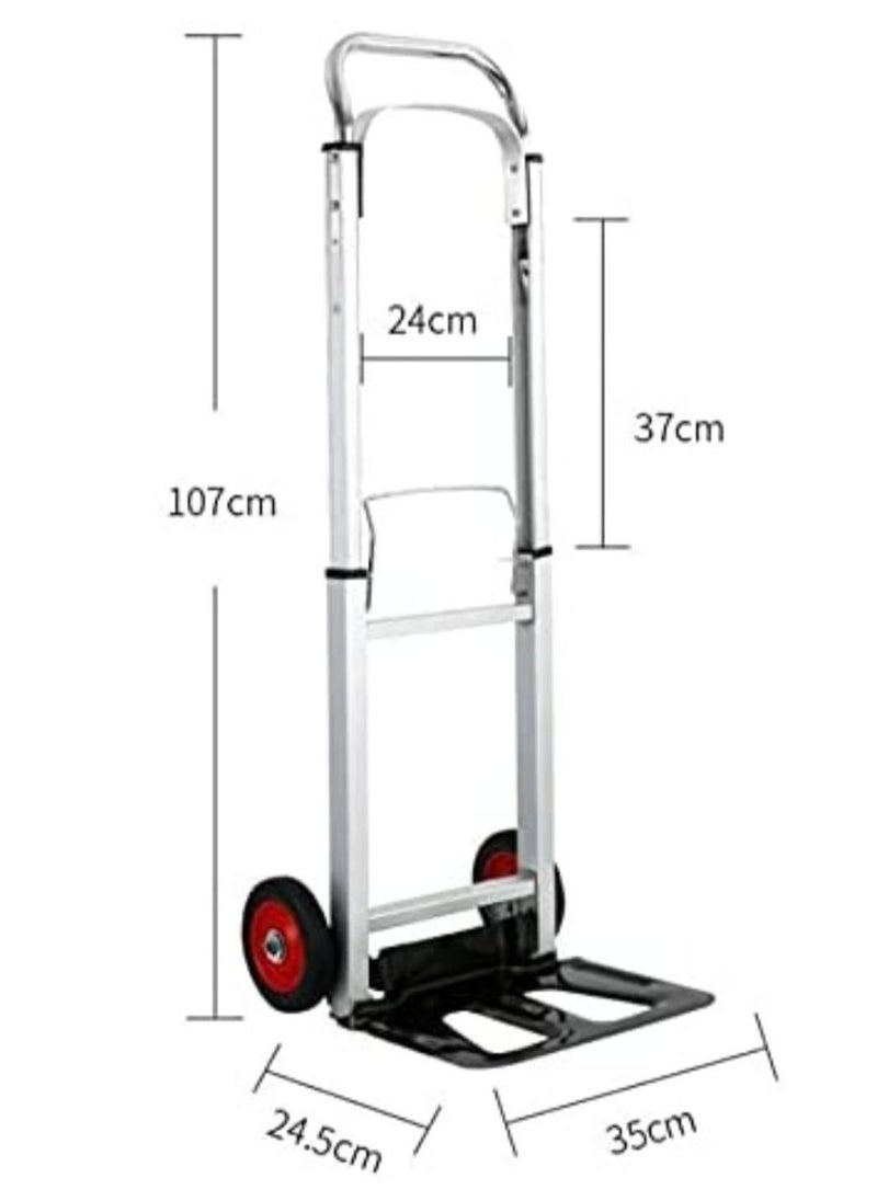 Rubik 100KG Aluminum Luggage Trolley Barrow Foldable Retractable Hand Push Truck Parcel Boot Cart Heavy Duty Rustproof Utility Cart with Adjustable Shaft  - Image 3