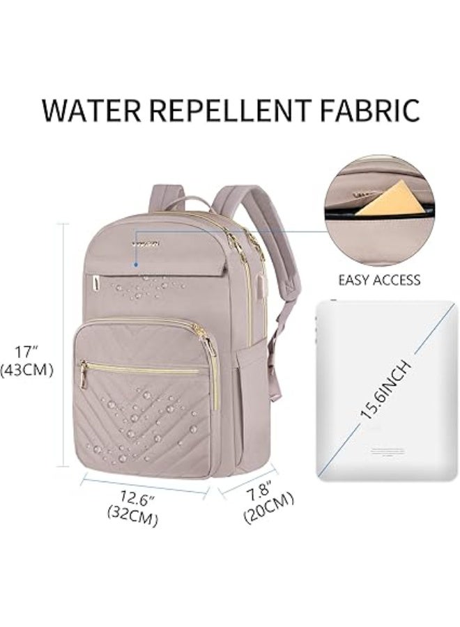 VANKEAN 15.6 Inch Laptop Backpack for Women Work Laptop Bag Stylish with USB Port - Image 4